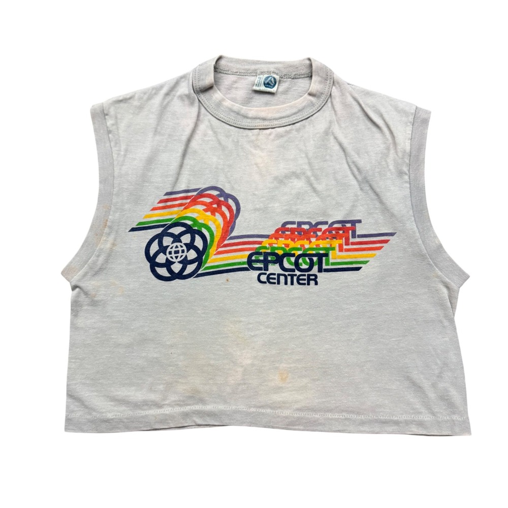 Vintage 80s Artex Disney Epcot Center Retro Cropped Tank Top Shirt